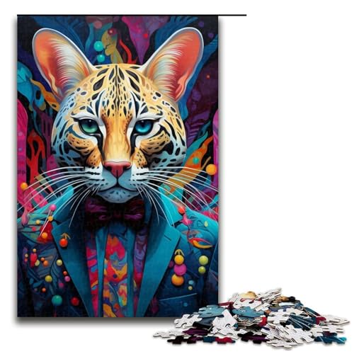 Puzzle für Erwachsene, Tier-Ozelot, 1000 Teile, für Erwachsene, 75 x 50 cm von WGLINGX