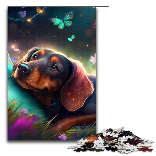 Puzzle für Erwachsene, wunderschöne Dackel-Puzzles, 1000 Teile, für Erwachsene, 75 x 50 cm von WGLINGX