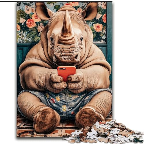 Puzzle für Erwachsene,1000 Nashörner,die mit dem Mobiltelefon Spielen,1000-teiliges Puzzle,Aktivität zur Stärkung der Familienbindung,einzigartiges Geschenk für Feiertage und Geburtstage (50x75cm) Puzzle für Erwachsene,1000 Nashörner,die mit dem Mobiltelefon Spielen,1000-teiliges Puzzle,Aktivität zur Stärkung der Familienbindung,einzigartiges Geschenk für Feiertage und Geburtstage (50x75cm) von WGLINGX