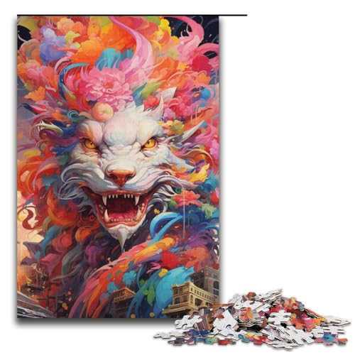 Puzzle für Erwachsene,1000 Teile,buntes Graffiti-Spielzeug mit fliegendem Drachen,Denkspiel,jedes Teil ist einzigartig – anspruchsvolles,unterhaltsames Spiel für die ganze Familie (Größe 38 x 26 cm) von WGLINGX