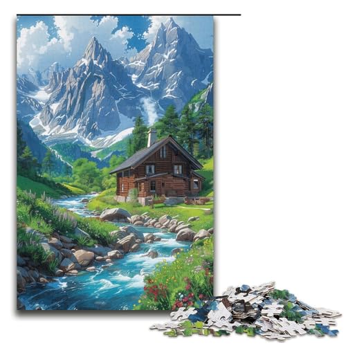 Puzzle für Erwachsene „Eine Stadt unter den schneebedeckten Bergen“, Puzzle für Erwachsene, 1000 Teile, Karton, 38 x 26 cm von WGLINGX