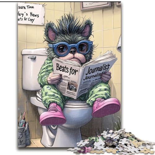Puzzle für Erwachsene 1000, „Pug Go Toilet“, 1000-teiliges Puzzle für Teenager, Familien-Lernspiele, Heimdekoration, Geschenk (Größe 26x38cm) von WGLINGX