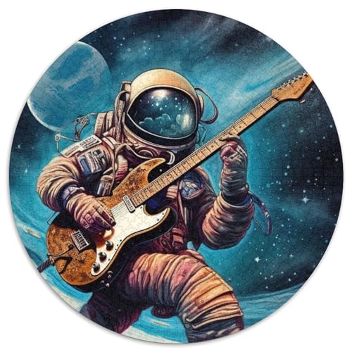 Puzzle für Erwachsene 1000, Astronaut spielt Gitarre, 1000 Teile, runde Puzzles für Erwachsene, Gehirn-Herausforderung, Teenager und Heimdekoration, 1000 Teile (67,5x67,5cm) von WGLINGX