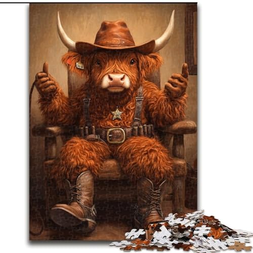 Puzzle für Erwachsene 1000, Cowboy, Hochlandkuh, 1000-teiliges Puzzle, perfektes Weihnachts- und Neujahrsgeschenk, Feiertagsgeschenk (Größe 50x75cm) von WGLINGX
