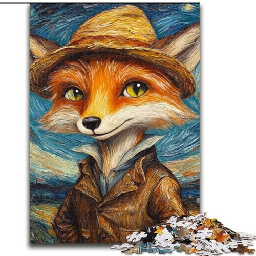 Puzzle für Erwachsene 1000, Van Gogh Fox, Puzzle für Erwachsene, 1000 Teile, für Teenager, Familien-Lernspiele, Heimdekoration, Geschenk (Größe 50x75cm) von WGLINGX