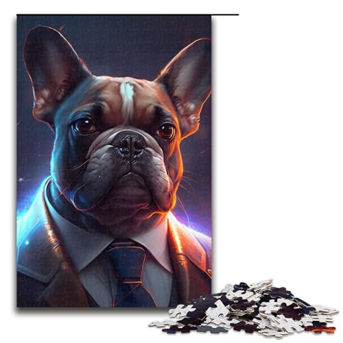 Puzzle für Erwachsene 1000 Boss Bulldog Puzzle für Erwachsene Holzpuzzle Spielzeug Wanddekoration 19,69x29,53 Zoll von WGLINGX