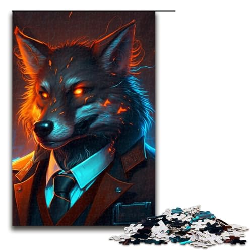 Puzzle für Erwachsene 1000 Boss Wolf Puzzle für Erwachsene Holzpuzzle Spielzeug Wanddekoration 19,69x29,53 Zoll von WGLINGX