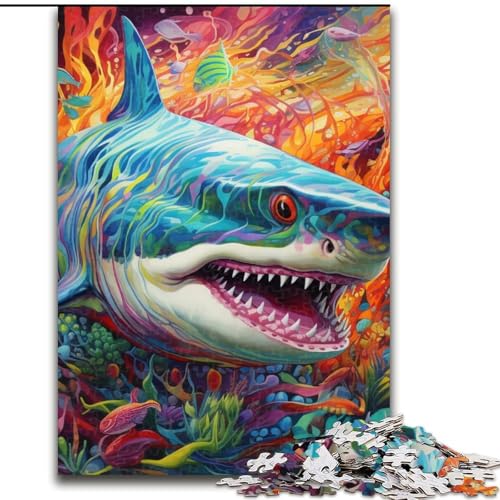 Puzzle für Erwachsene 1000 Hai-Puzzles 1000 Teile für Erwachsene Anspruchsvolles Denkspiel für Teenager und Familien (Größe 50x75cm) von WGLINGX