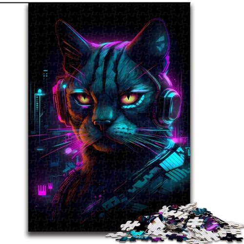 Puzzle für Erwachsene 1000 Katzen-Neon-Art-Puzzle 1000 Teile, anspruchsvolles Denkspiel für Teenager und Familien (Größe 26x38cm) von WGLINGX
