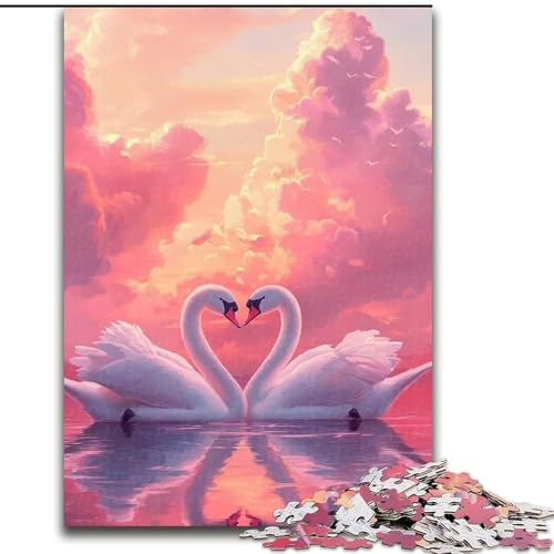 Puzzle für Erwachsene 1000 Stück, Schwanenpaar, 1000-teiliges Puzzle für Erwachsene, interaktives Familienspiel, Gehirn-Herausforderungsgeschenk (Größe 26x38cm) von WGLINGX
