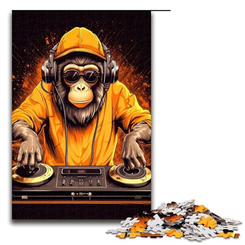 Puzzle für Erwachsene 1000 Teile, AFFE, DJ-Musik, Stressabbau, Wanddekoration, einzigartige Geburtstags (Größe 50 x 75 cm) von WGLINGX