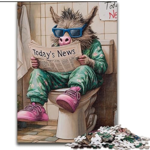 Puzzle für Erwachsene 1000 Teile, Yak Go Toilet, 1000 Teile Puzzle, Geschenke, Heimdeko-Geschenk, Denkspiel (Größe 50x75cm) von WGLINGX