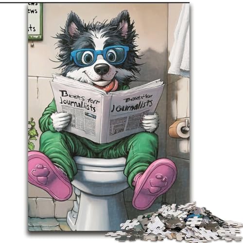 Puzzle für Erwachsene 1000 Teile „Border Collie Go Toilet“, Puzzle 1000 Teile, Familienbindungsaktivität, Heimdekorationsgeschenk, Familienspielzeugspiel (Größe 26x38cm) von WGLINGX