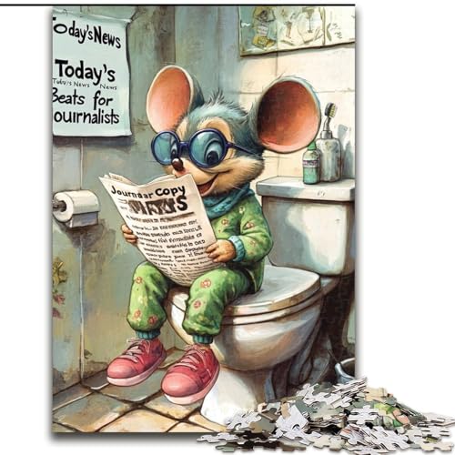 Puzzle für Erwachsene 1000 Teile „Mouse Go Toilet“, 1000 Teile Puzzle, Geschenke zur Heimdekoration, Denksportspiel (Größe 26x38cm) von WGLINGX