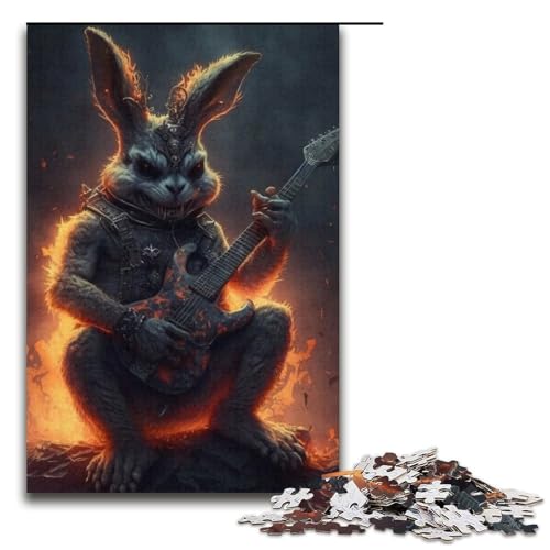 Puzzle für Erwachsene 1000 Teile Kaninchengitarre DIY Puzzle Spielzeug Einzigartige Wohnkultur und Geschenke 14,96x10,24 Zoll von WGLINGX