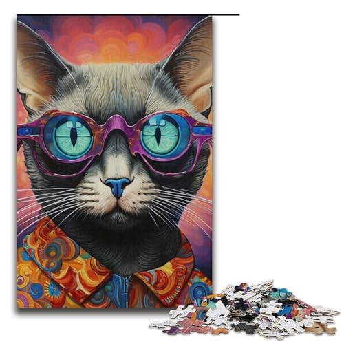 Puzzle für Erwachsene 1000 Teile Katze Lernspiele Heimdekoration Puzzle Künstlersammlung 14,96x10,24 Zoll von WGLINGX