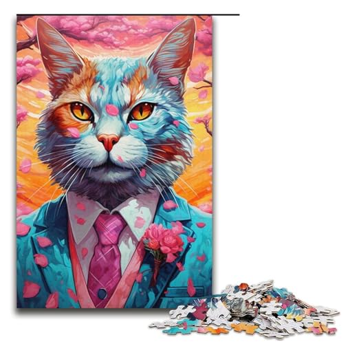 Puzzle für Erwachsene 1000 Teile Katze im Anzug Lernspiele Heimdekoration Puzzle Künstlersammlung 14,96x10,24 Zoll Puzzle für Erwachsene 1000 Teile Katze im Anzug Lernspiele Heimdekoration Puzzle Künstlersammlung 14,96x10,24 Zoll von WGLINGX