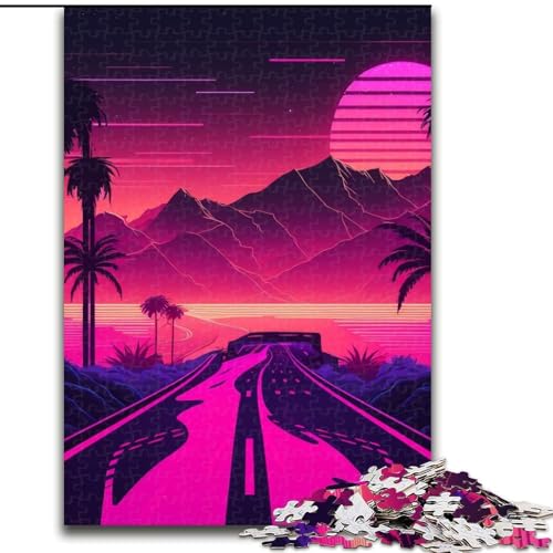Puzzle für Erwachsene 1000 Teile Neon Retro Road 1000 Teile Puzzle für Erwachsene, Lernspielzeug (Größe 26x38cm) von WGLINGX