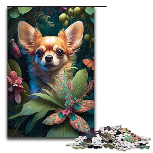 Puzzle für Erwachsene 1000 Teile Schöner Chihuahua Herausforderndes Spiel Puzzles Staycation Totschlagzeit 29,53x19,69 Zoll von WGLINGX