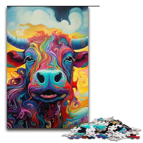 Puzzle für Erwachsene 1000 Teile Tierbüffel Herausforderndes Spiel Puzzles Staycation Totschlagzeit 29,53x19,69 Zoll von WGLINGX