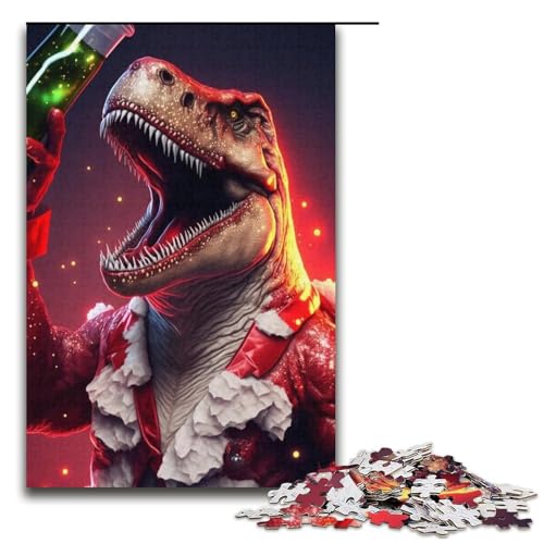 Puzzle für Erwachsene 1000 Teile Weihnachtsdinosaurier Lernspiele Heimdekoration Puzzle Künstlersammlung 14,96 x 10,24 Zoll von WGLINGX