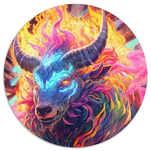 Puzzle für Erwachsene Regenbogenflammenbulle, anspruchsvolle Puzzles, anspruchsvolles DIY-Denkspiel, interaktives Familienspiel (67,5x67,5cm) von WGLINGX