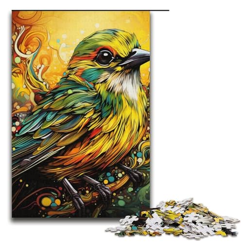 Puzzle für Erwachsene mit 1000 Teilen, „Grüner Spatz“, Denkspiel, Weihnachts- und Geburtstagsgeschenk (Größe 38 x 26 cm) von WGLINGX