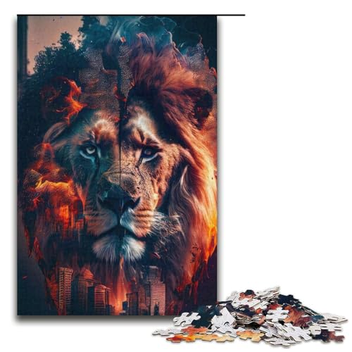 Puzzle für Erwachsene mit 1000 Teilen, „König der Löwen“, Denkspiel, Weihnachts- und Geburtstagsgeschenk (Größe 38 x 26 cm) von WGLINGX