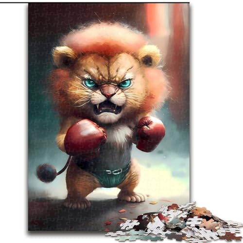 Puzzle für Erwachsene mit 1000 Teilen, „Wütender Löwenjunges Boxer“, Puzzle für Erwachsene mit 1000 Teilen, Geschenk zu Weihnachten, Halloween, Muttertag, Neujahr, Ostern (Größe 26x38cm) von WGLINGX