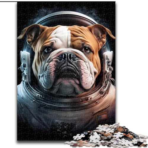 Puzzle für Erwachsene mit 1000 Teilen, Astronauten-Bulldogge, Puzzle mit 1000 Teilen, unmögliche Herausforderung, Spielzeug für Teenager (Größe 26x38cm) von WGLINGX
