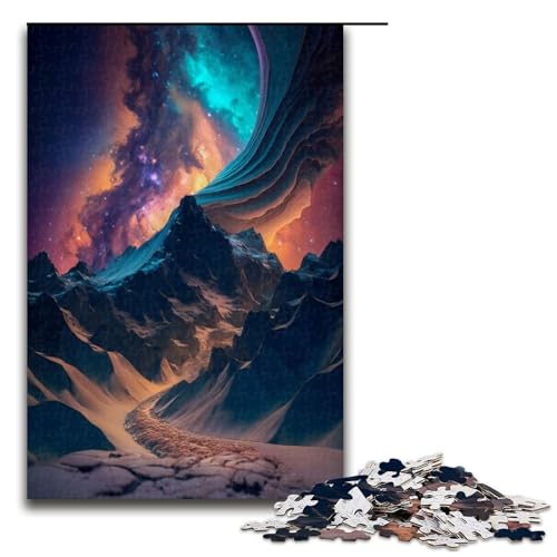Puzzle für Erwachsene mit 1000 Teilen, Berge und Milchstraße, Familienspaß, Weihnachtswunschliste mit Weihnachtsmann (Größe 50 x 75 cm) von WGLINGX