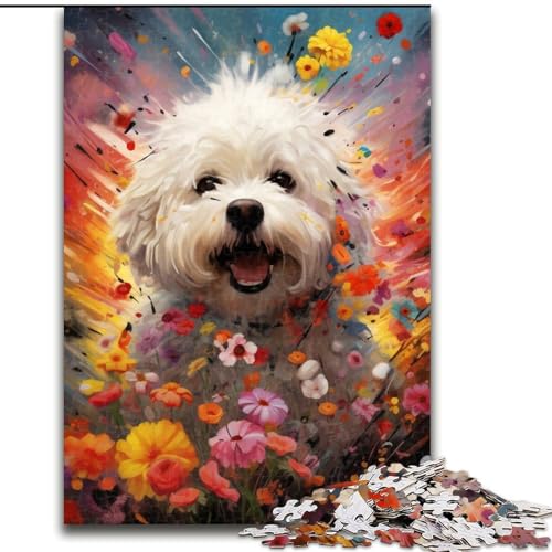 Puzzle für Erwachsene mit 1000 Teilen, Bichon Frise, ideales Weihnachts- oder Geburtstagsgeschenk, Partyspiel-Spielzeug (Größe 26x38cm) von WGLINGX