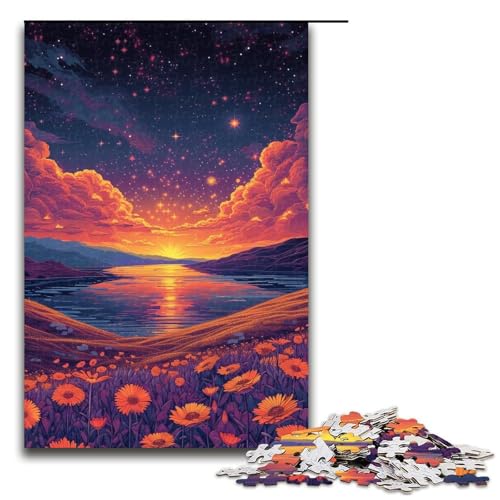 Puzzle für Erwachsene mit 1000 Teilen, Blumenmeer, lustiges Geschenk (Größe 50 x 75 cm) von WGLINGX