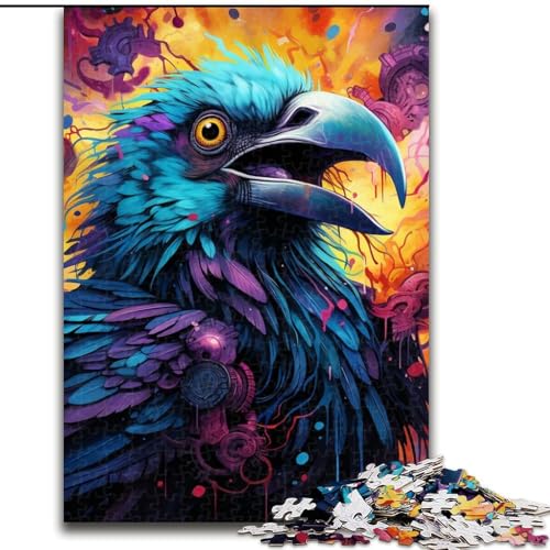 Puzzle für Erwachsene mit 1000 Teilen, Bunte Krähen-Puzzles, ideales Weihnachts- oder Geburtstagsgeschenk, Partyspiel-Spielzeug (Größe 26x38cm) von WGLINGX