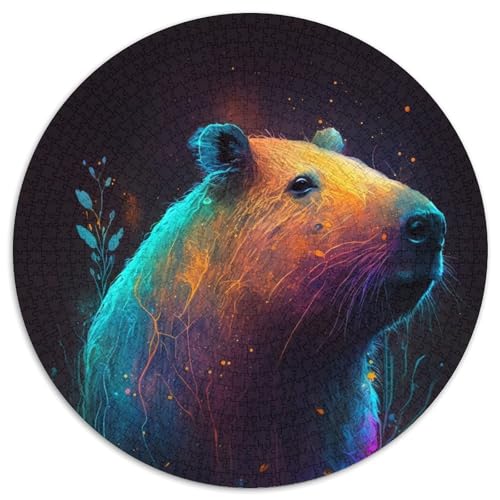 Puzzle für Erwachsene mit 1000 Teilen, Capibala-Gemälde, 1000-teiliges rundes Puzzle, interaktives Familienspiel, geeignet für Kinder ab 14 Jahren (67,5x67,5cm) von WGLINGX