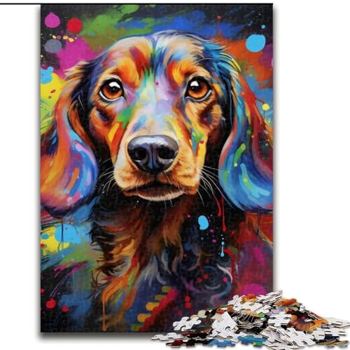 Puzzle für Erwachsene mit 1000 Teilen, Dackel-Puzzle, ideales Weihnachts- oder Geburtstagsgeschenk, Partyspiel-Spielzeug (Größe 50x75cm) von WGLINGX
