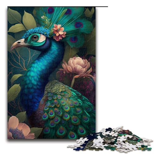 Puzzle für Erwachsene mit 1000 Teilen, Dschungel-Pfau, Denkspiel, Weihnachts- und Geburtstagsgeschenk (Größe 50 x 75 cm) von WGLINGX