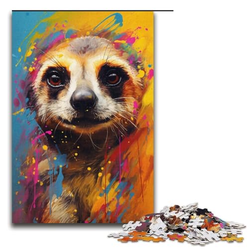 Puzzle für Erwachsene mit 1000 Teilen, Erdmännchen, farbenfrohes Denkspiel, geeignet als Schreibtischdekoration (Größe 38 x 26 cm) von WGLINGX