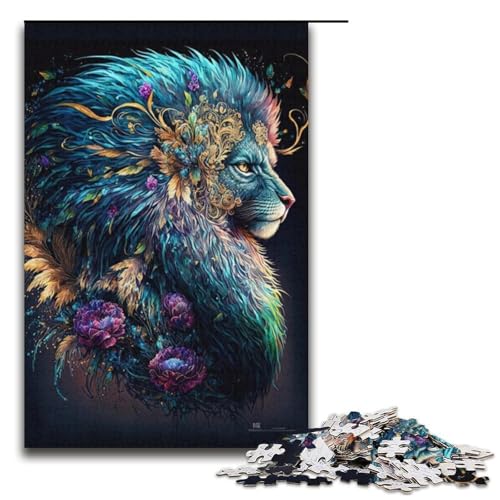 Puzzle für Erwachsene mit 1000 Teilen, Fantasie-Löwe, Denkspiel, Weihnachts- und Geburtstagsgeschenk (Größe 38 x 26 cm) von WGLINGX