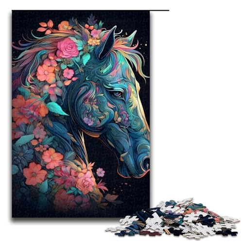 Puzzle für Erwachsene mit 1000 Teilen, Fantasie-Pferd, Denkspiel, Weihnachts- und Geburtstagsgeschenk (Größe 50 x 75 cm) von WGLINGX