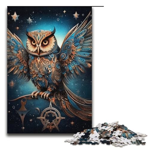 Puzzle für Erwachsene mit 1000 Teilen, Galaxie-Eule, Lernspielzeug, perfekte Dekoration (Größe 38 x 26 cm) von WGLINGX