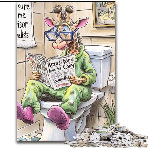 Puzzle für Erwachsene mit 1000 Teilen, Giraffe Go Toilet, 1000-teiliges Puzzle, Geburtstage, Feiertage, Weltraumparty-Dekorationen (Größe 26x38cm) von WGLINGX