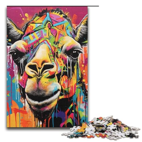Puzzle für Erwachsene mit 1000 Teilen, Giraffen-Puzzle, Denkspiel, Weihnachts- und Geburtstagsgeschenk (Größe 38 x 26 cm) von WGLINGX