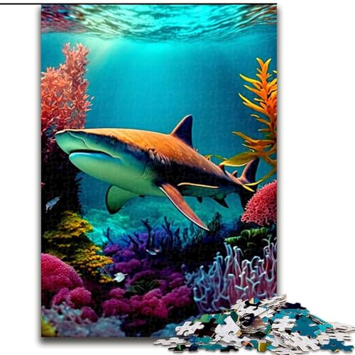 Puzzle für Erwachsene mit 1000 Teilen, Hai-Puzzle, 1000 Teile, anspruchsvolles Denkspiel für Teenager, perfekt als Heimdekoration oder Geschenk, Größe 50x75cm von WGLINGX