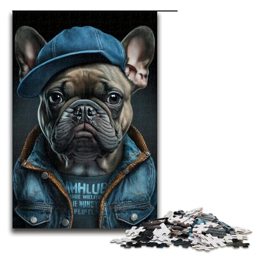 Puzzle für Erwachsene mit 1000 Teilen, Handwerker-Bulldogge, Denkspiel, Weihnachts- und Geburtstagsgeschenk (Größe 50 x 75 cm) von WGLINGX