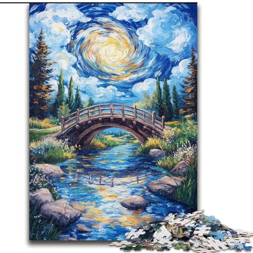 Puzzle für Erwachsene mit 1000 Teilen, Herbstbrücke, Puzzle mit 1000 Teilen, Heimdekorationsgeschenk, Denkspiel (Größe 26x38cm) von WGLINGX