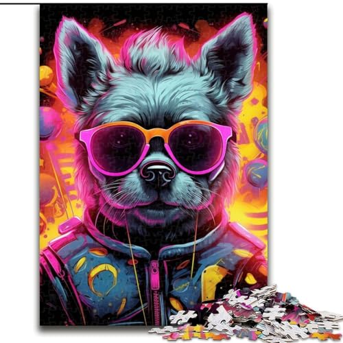 Puzzle für Erwachsene mit 1000 Teilen, Hip-Hop-Welpen-Puzzle, ideales Weihnachts- oder Geburtstagsgeschenk, Partyspiel-Spielzeug (Größe 26x38cm) von WGLINGX