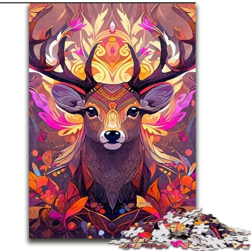 Puzzle für Erwachsene mit 1000 Teilen, Hirsch-Puzzle, ideales Weihnachts- oder Geburtstagsgeschenk, Partyspiel-Spielzeug (Größe 50x75cm) von WGLINGX