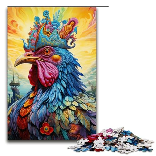 Puzzle für Erwachsene mit 1000 Teilen, König-Hahn, Denkspiel, Weihnachts- und Geburtstagsgeschenk (Größe 50 x 75 cm) von WGLINGX