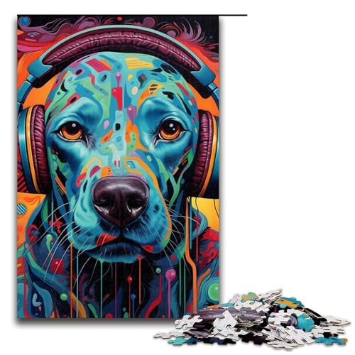 Puzzle für Erwachsene mit 1000 Teilen, Kopfhörer, Dalmatiner-Puzzle, Denkspiel, Weihnachts- und Geburtstagsgeschenke (Größe 50 x 75 cm) von WGLINGX